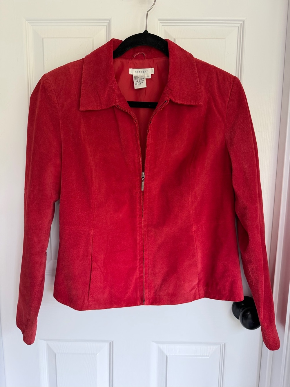 Vintage Co & Eddy Red Genuine Suede Zip Jacket SZ 6